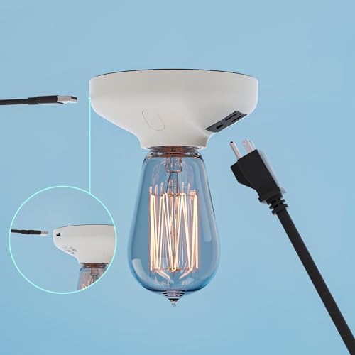 3-in-1 Light Socket Adapter with USB (5V/2A) & Outlet - E26/E27 Bulb to Power Outlet Converter, USB Charger Port, 3-Prong US Plug for Cameras, Projectors, Smart Devices