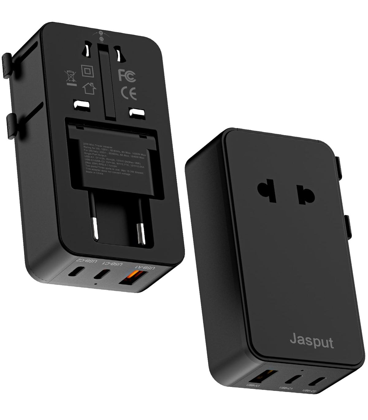 Universal Travel Adapter (Black+USBC 25W)