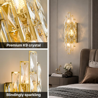 Luxury Crystal Wall Sconces Mid (Gold Rectangular)