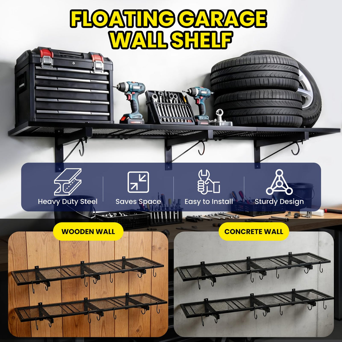 2 Pack Garage Wall Shelving (C-2 PACK)