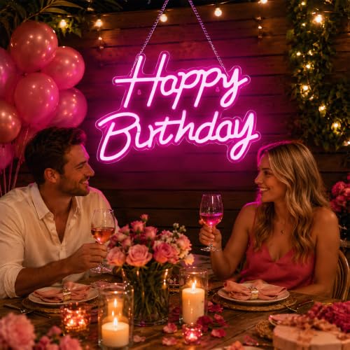 Happy Birthday Neon Sign for Backdrop