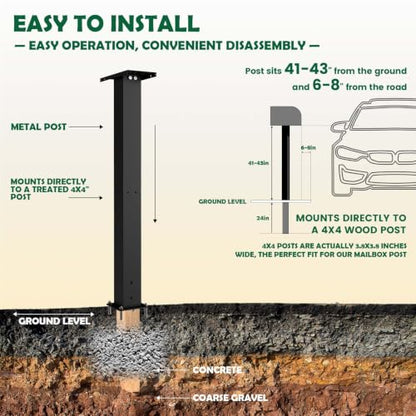 43" Heavy Duty Steel Mailbox Post
