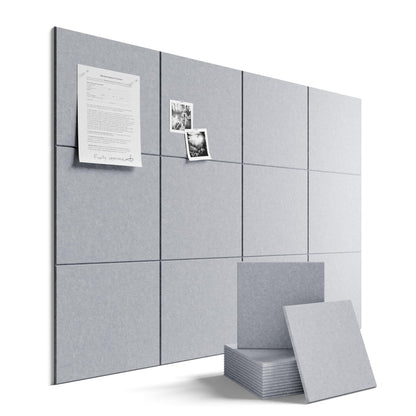 Felt Bulletin Board & Cork Board Alternative 36'' x 24'' (Soft Gray-1 / Solid tile 12-pack)