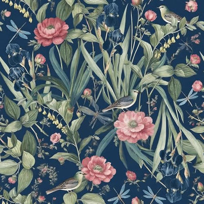 Brid and Floral Peel and Stick Wallpaper Flower Contact Paper Removable Wallpaper Peel and Stick