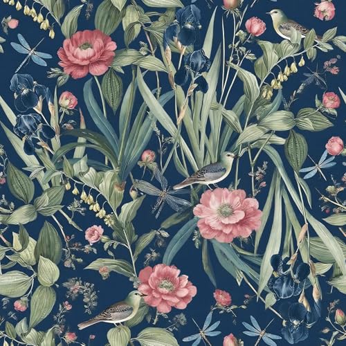 Brid and Floral Peel and Stick Wallpaper Flower Contact Paper Removable Wallpaper Peel and Stick