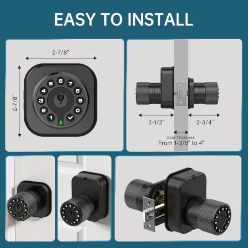 IU62 Dual Sided Keyless Keypad Door Knob with Mechanical Key & USB