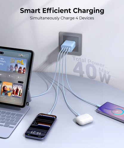 2 Pack USB C Charger Block (2Pack Blue Purple / 40W)