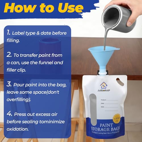 Paint Storage Bags with Funnel and Filler Clip