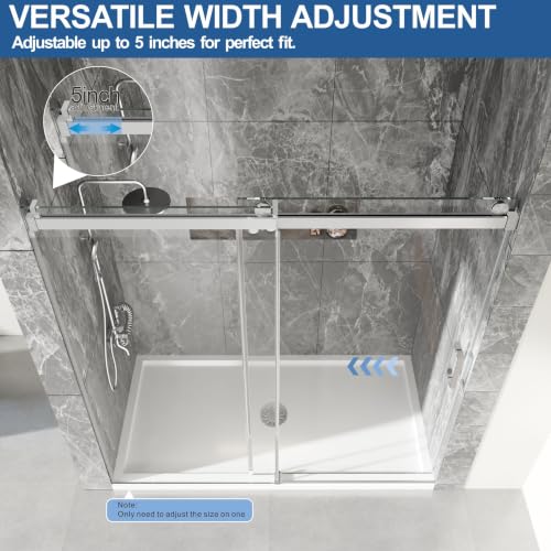 67 72" W x 76" H Frameless Bypass Sliding Shower Door for Walk in Shower