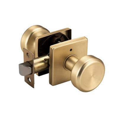 Brushed Gold Door Knob with Square Rosette for Privacy