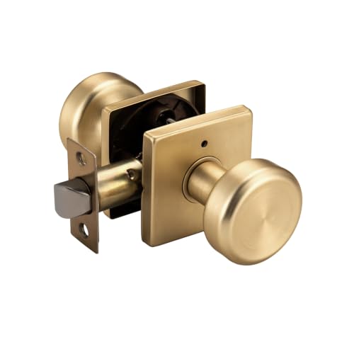 Brushed Gold Door Knob with Square Rosette for Privacy