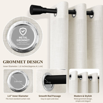 Natural Grommet Linen Curtains 144 Inches Long for Living Room (Natural / 52"W x 144"L (Pack of 2))
