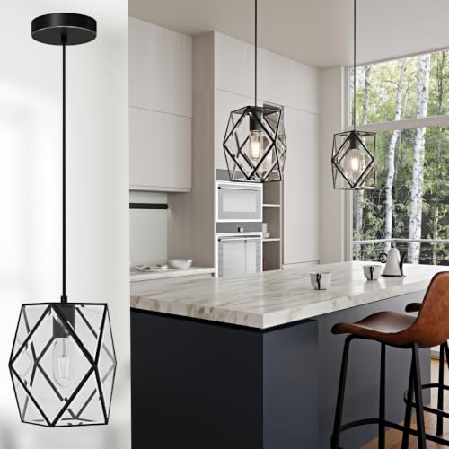 1 Light Modern Geometric Clear Glass Pendant Light