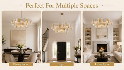 40" 12 Light Modern Art Ice Stick Crystal Chandelier (Amber & Clear Gold)