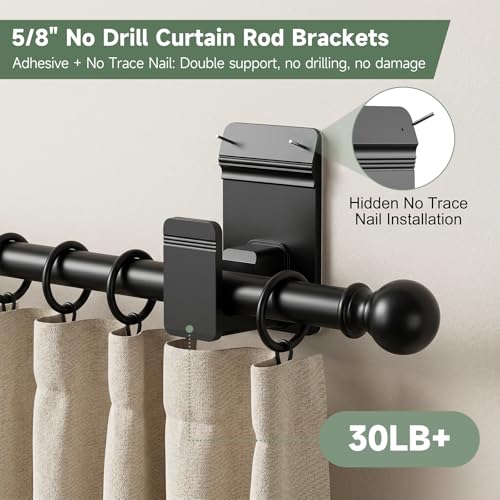 No Drill Curtain Rod Brackets for 5