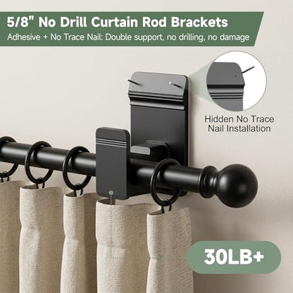 No Drill Curtain Rod Brackets for 5