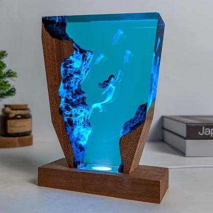Mermaid Ocean Resin Lamp (Mermaid / S)