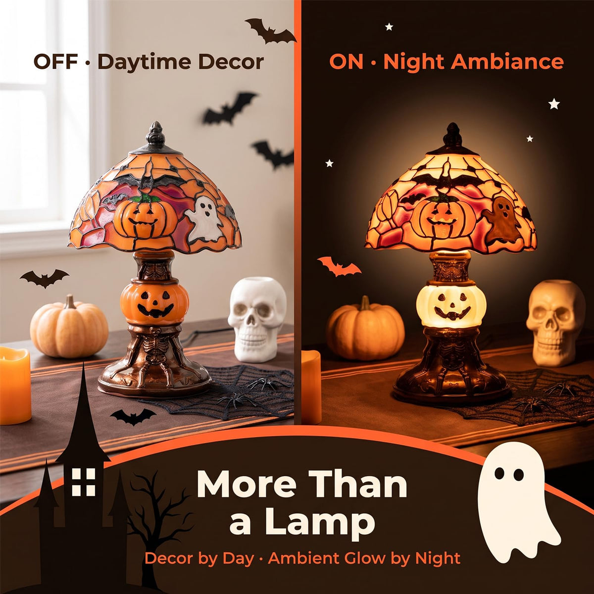 Handmade Halloween Painted Lamp (Orange)