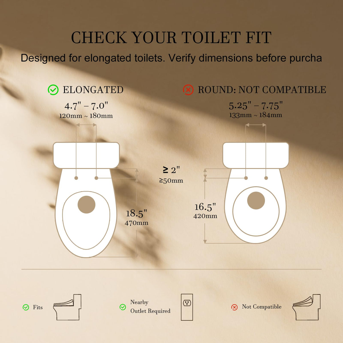 Electric Bidet Toilet Seat Elongated With Warm Water Wash