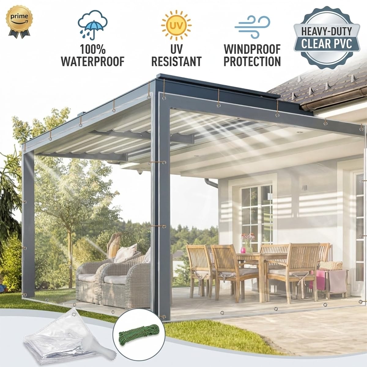 Clear Tarp 14Mil Heavy Duty Clear Vinyl Plastic Tarp (10X10FT)