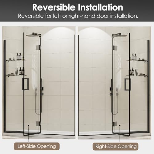 Pivot Shower Door 60x74 Matte Black