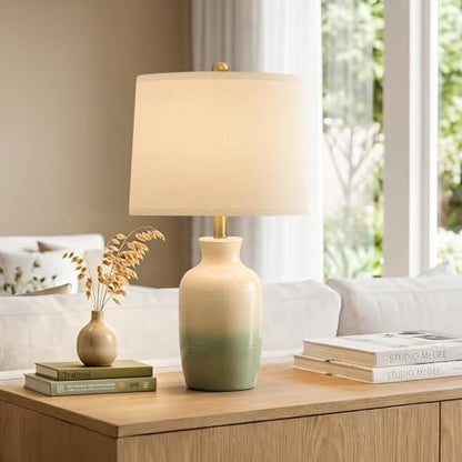 Farmhouse Ceramic Table Lamp for Living Room with Natural Textured Finish