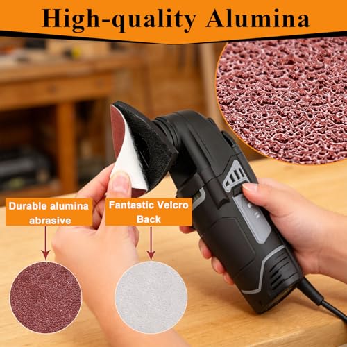 110Pcs Oscillating Tool Sanding Pads Kit Triangle Sanding Pads and Finger Sanding Pad Fit for Finishing Wood Plaster Metal Leather
