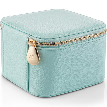 Jewelry Box with 6 Clear Velvet Zipper Pouches (E.6 PCS Lake Blue)