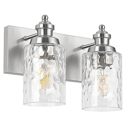 2 Light Bathroom Light Fixtures with Water Ripple Glass (Brushed Nickel / 2-light)
