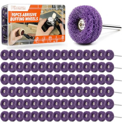 90 Pack 1 inch Abrasive Wheel Buffing Polishing Wheel Set for Rotary Tool