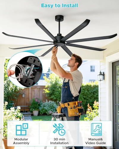 96 Inch Industrial Ceiling Fan No Light