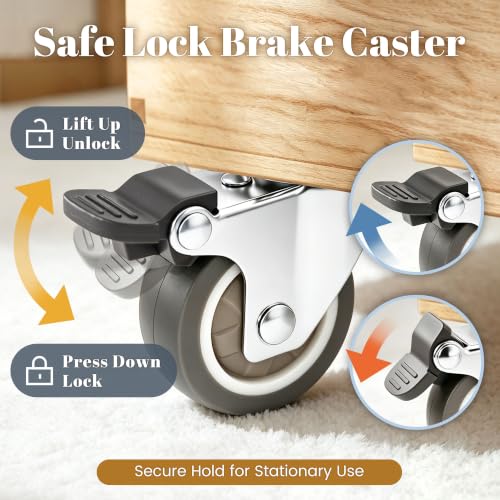 2" Silent Rubber 360 Degree Swivel Plate Casters with Brakes (2" (with brake))