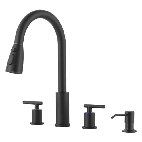 2 Handle Kitchen Faucet 4 Hole with Sprayer and Soap Dispenser