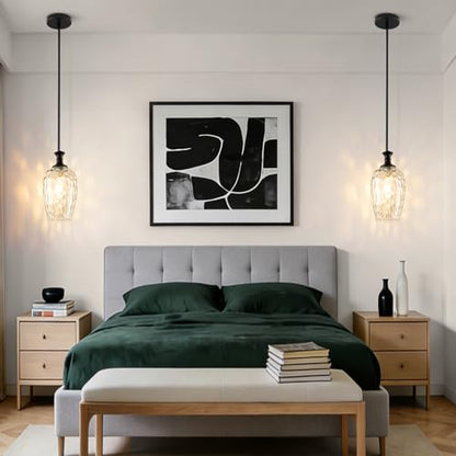 Glass Pendant Lights Kitchen Island (Black)