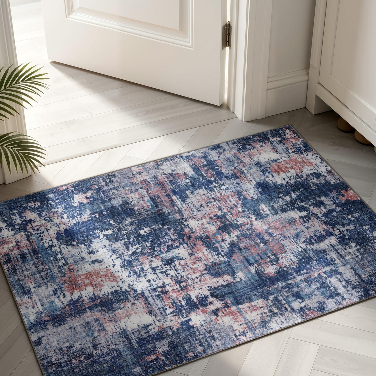 2x3 Entryway Area Rug (Pink & Blue / 2' x 3' (Rectangular))