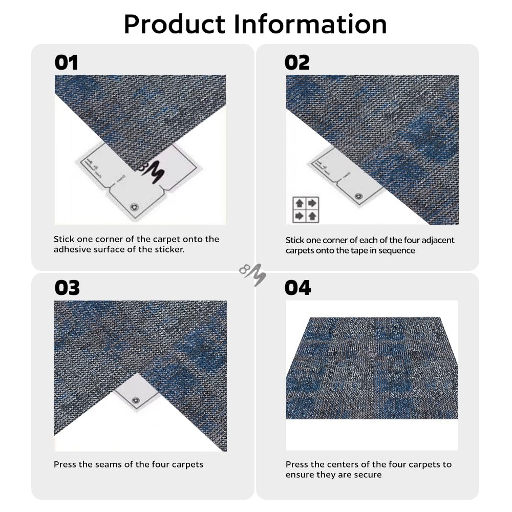 24 Carpets 20x20 inch Square Carpet Tiles (Blue Grey Stone Pattern-03)
