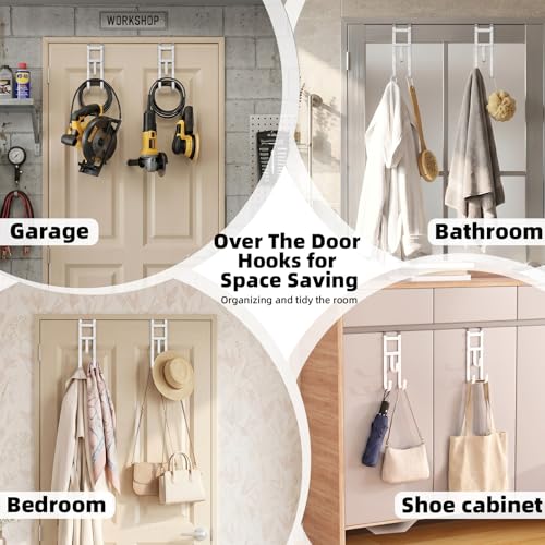 2 Pack Over the (White / Short hooks-2 Packs Fit 1 1/2" Interior Door)