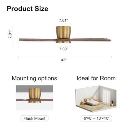 42 Inch Ceiling Fan with Light and Remote (Gold/Walnut / 42")
