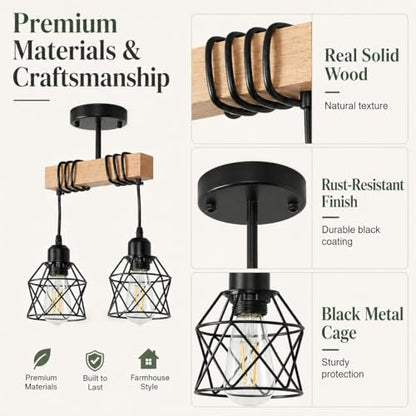 Farmhouse Semi Flush Mount Ceiling Light