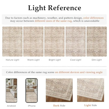 Beige Washable 2x6 Runner Rugs for Hallway Entryway (Retro | Beige / 2' x 6' (Runner))