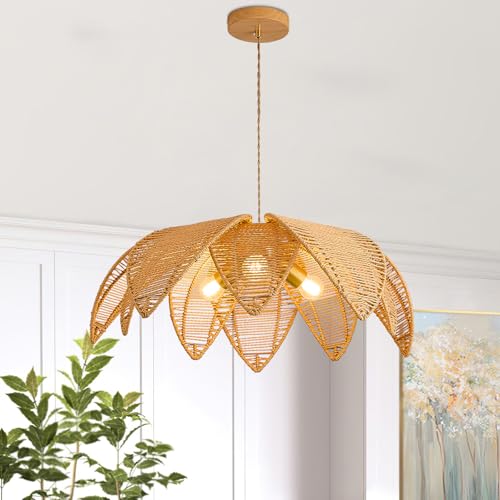 3 Light Boho Rattan Chandelier