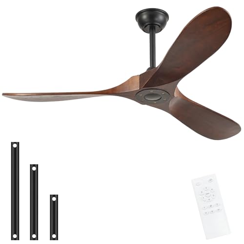 52'' Solid Real Wood Ceiling Fan no Light (52 inch / Dark walnut)