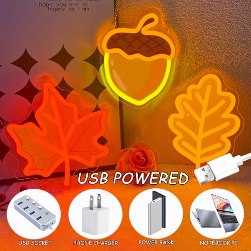 3Pcs Fall Thanksgiving Neon Signs
