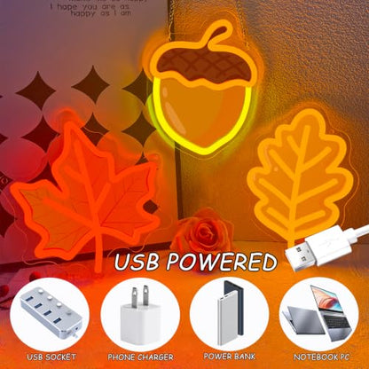 3Pcs Fall Thanksgiving Neon Signs
