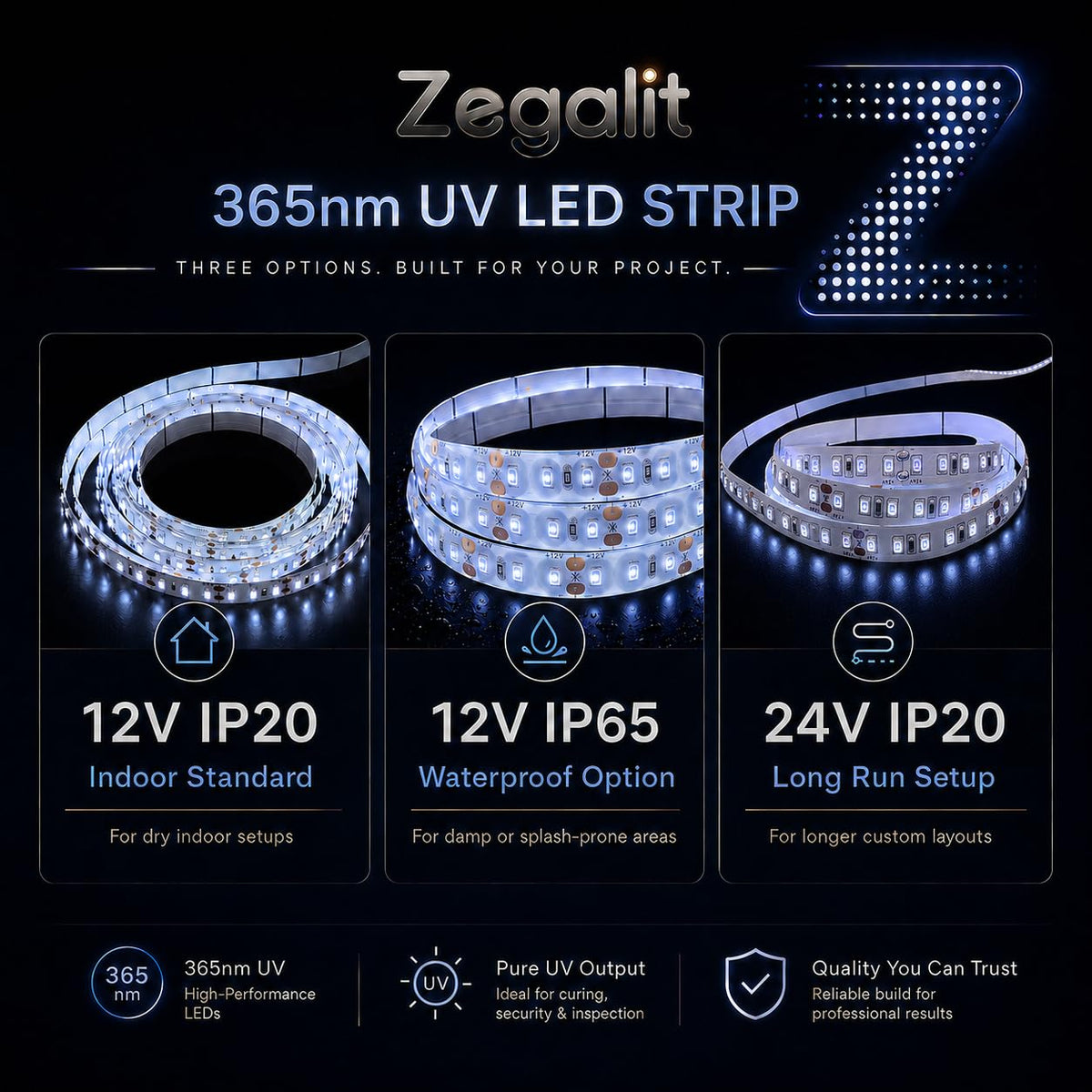True 365nm UV LED Strip Light