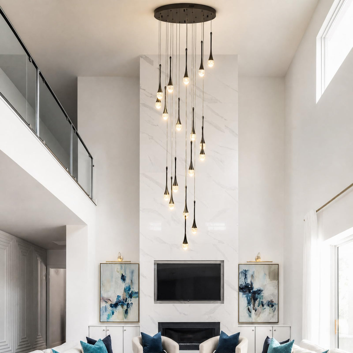 18 Lights Black Crystal Chandelier (Black / 18 Lights)