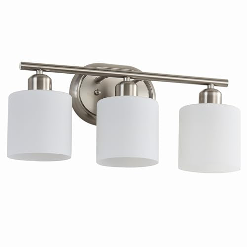 Bathroom Vanity Light with Milky White Frosted Glass Shades