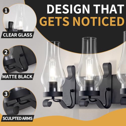 Vintage Farmhouse Bathroom Vanity Lights (Black)