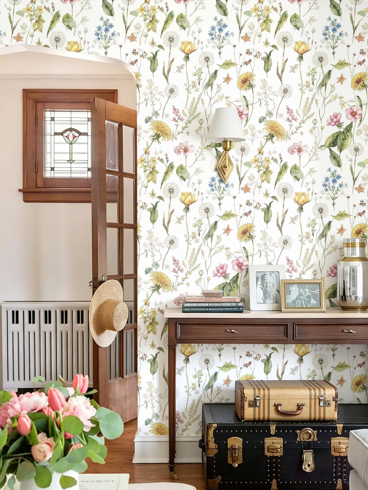 Floral Peel and Stick Wallpaper Wildflower Leaf 16.9" x 196.8" (Colorful / 16.9" x 196.8")