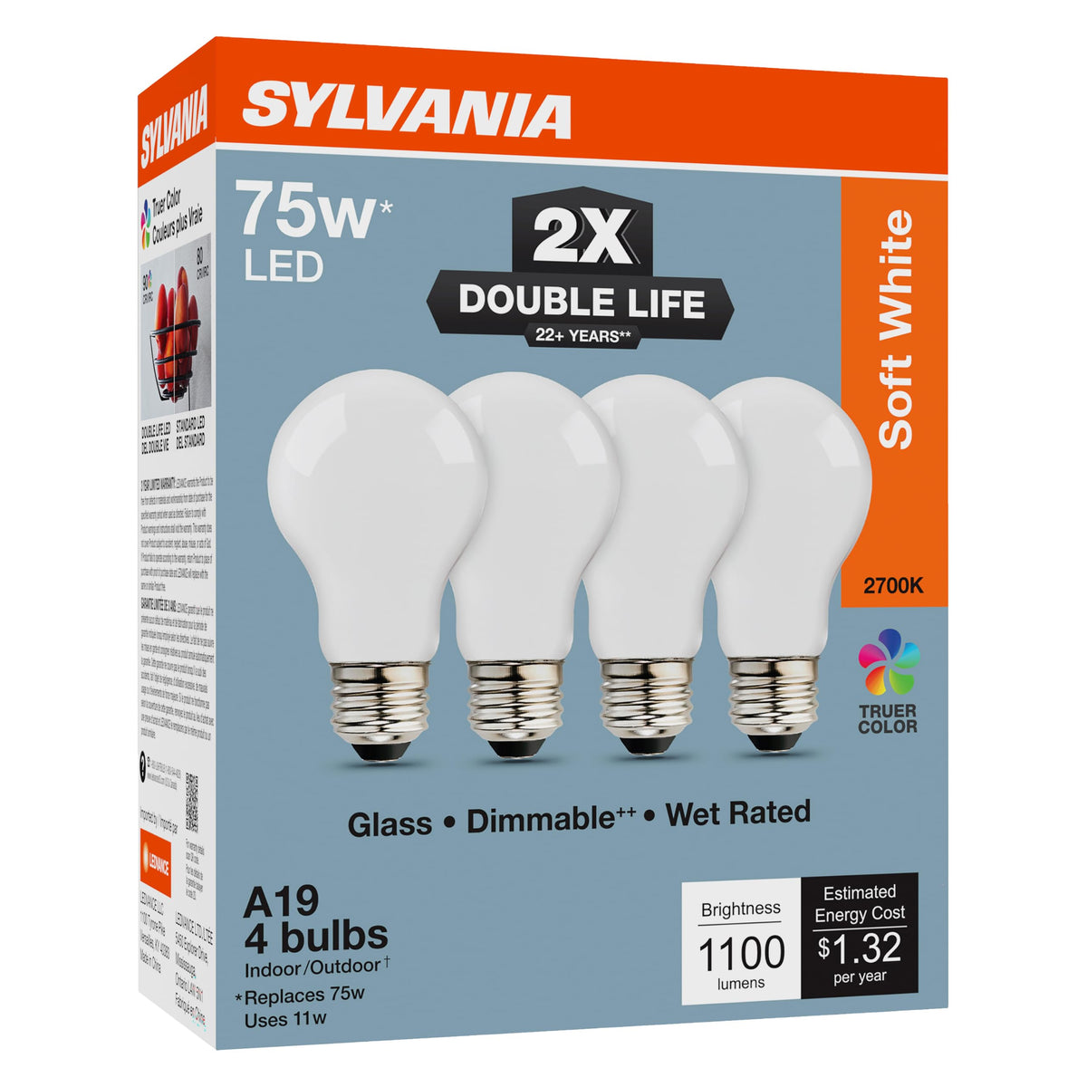 Sylvania Double Life LED Light Bulb (2700k (Soft White) / 4 Pack)